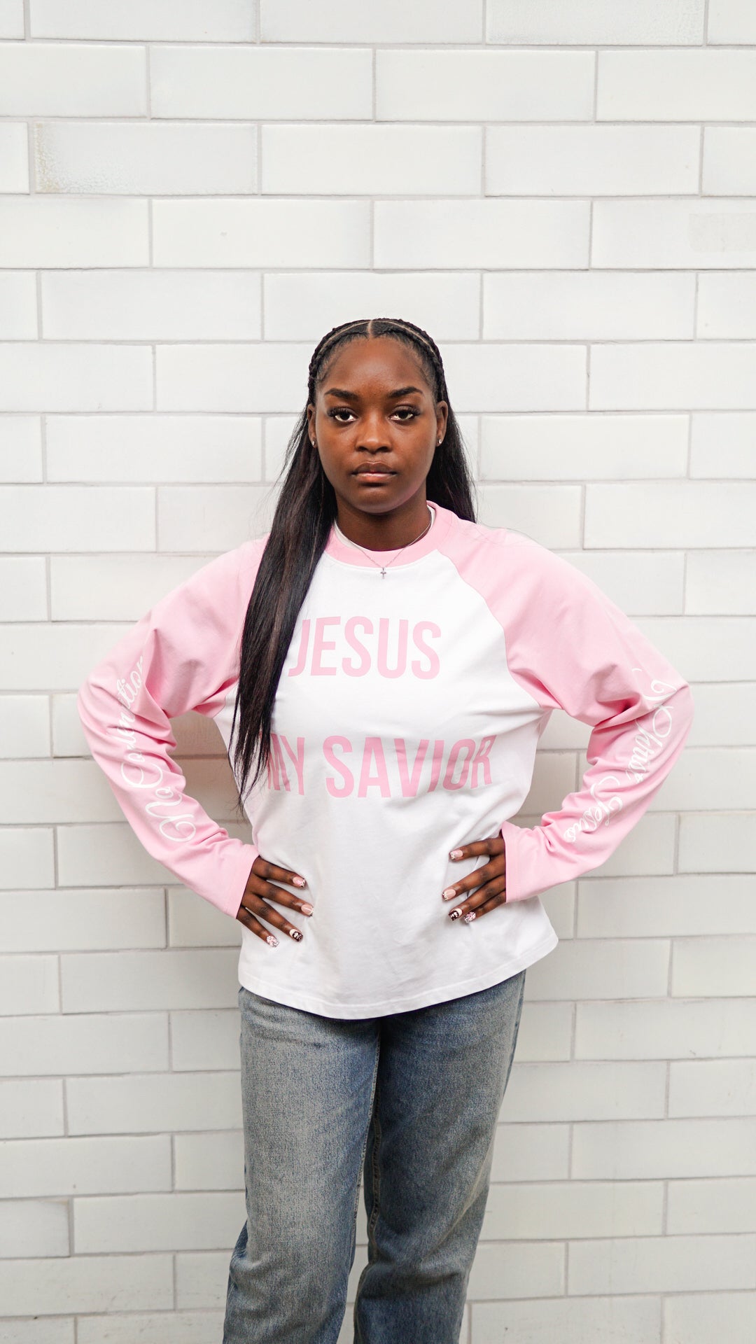 Jesus My Savior Long Sleeve Pink